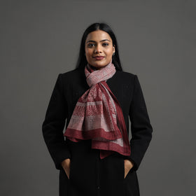 Maroon - bagh hand printed merino woollen stole 65