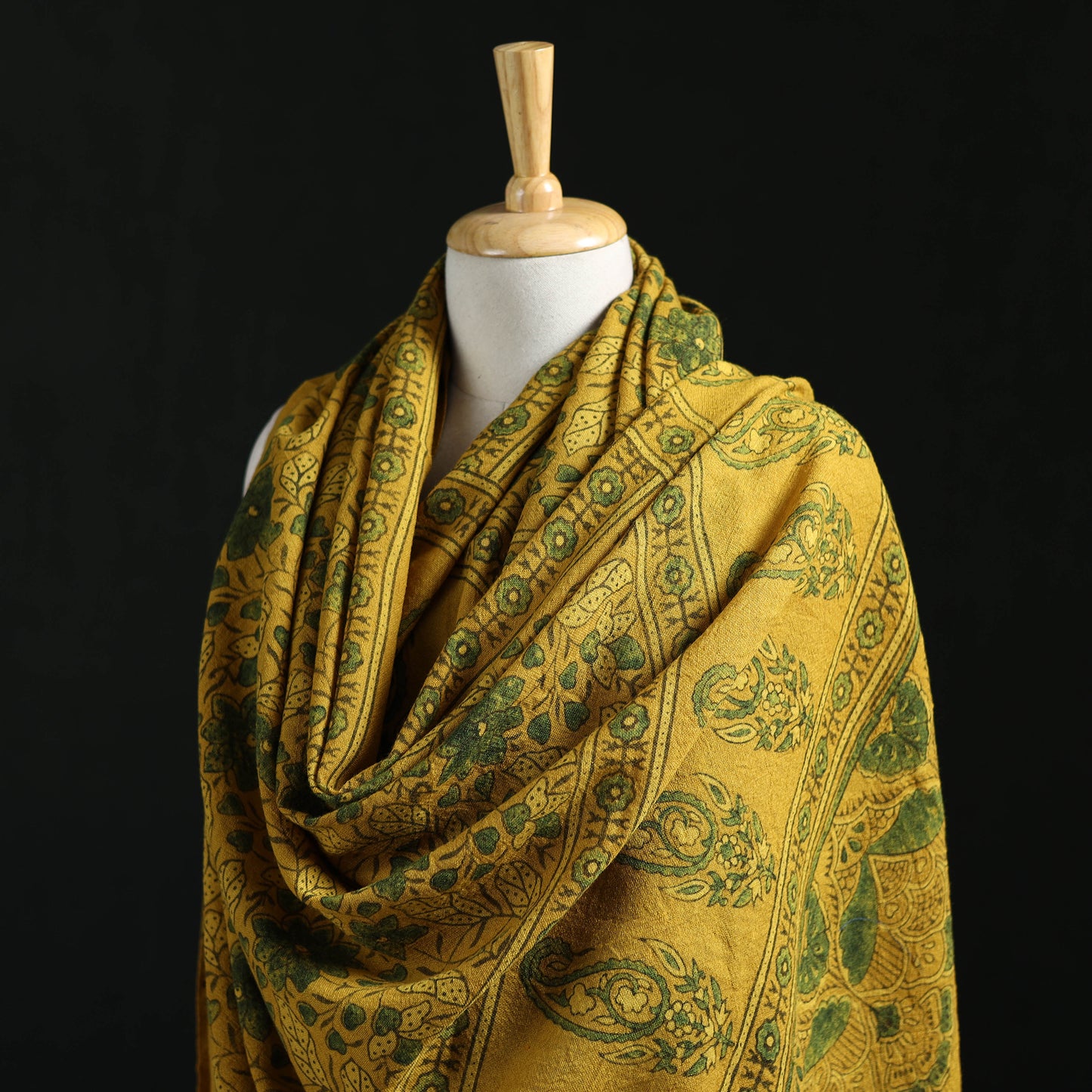 Ajrakh Hand Block Print Natural Dyed Handwoven Acrylic Wool Shawl 30