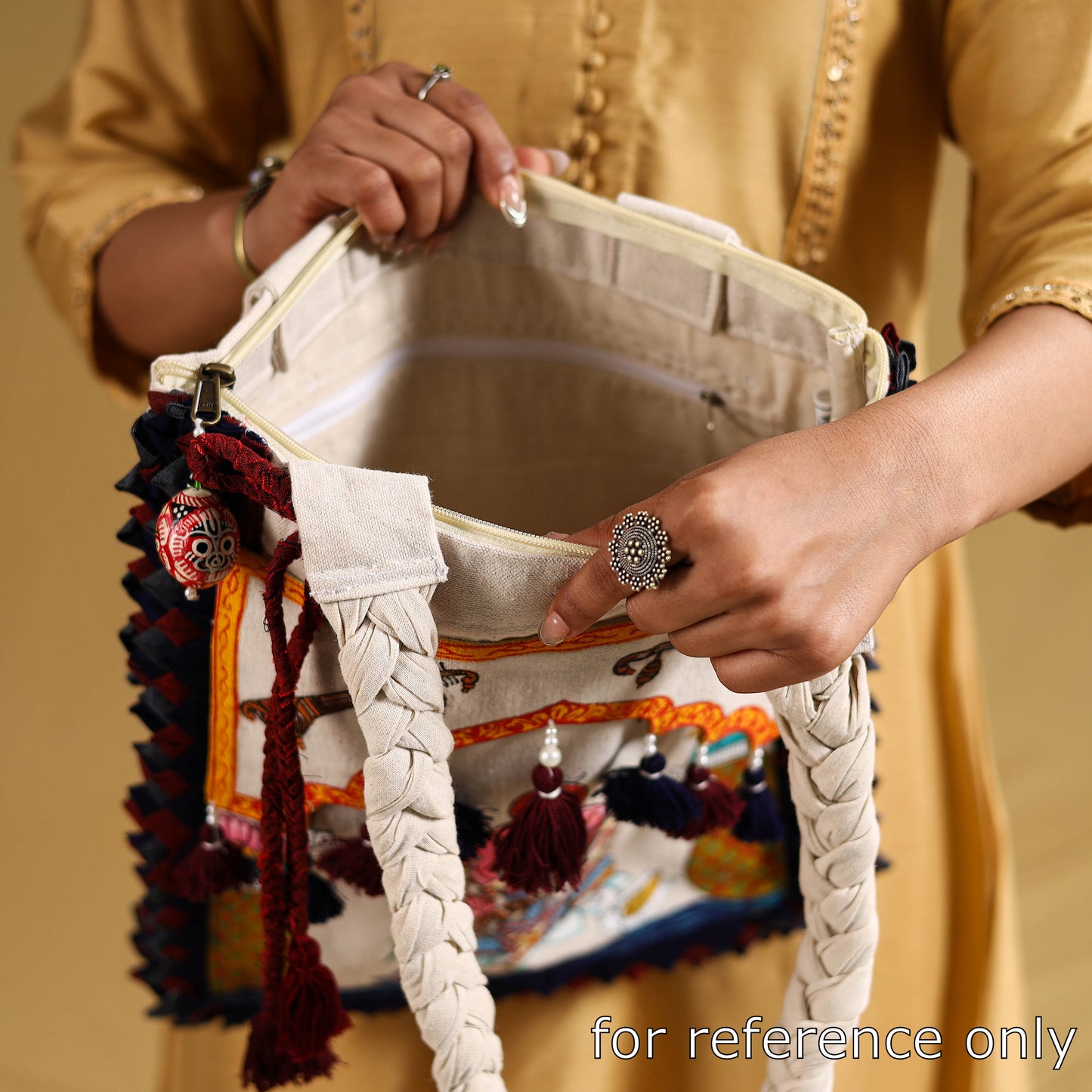 Multicolor - Applique with Pattachitra Handpainted Shoulder Bag from Odisha 20