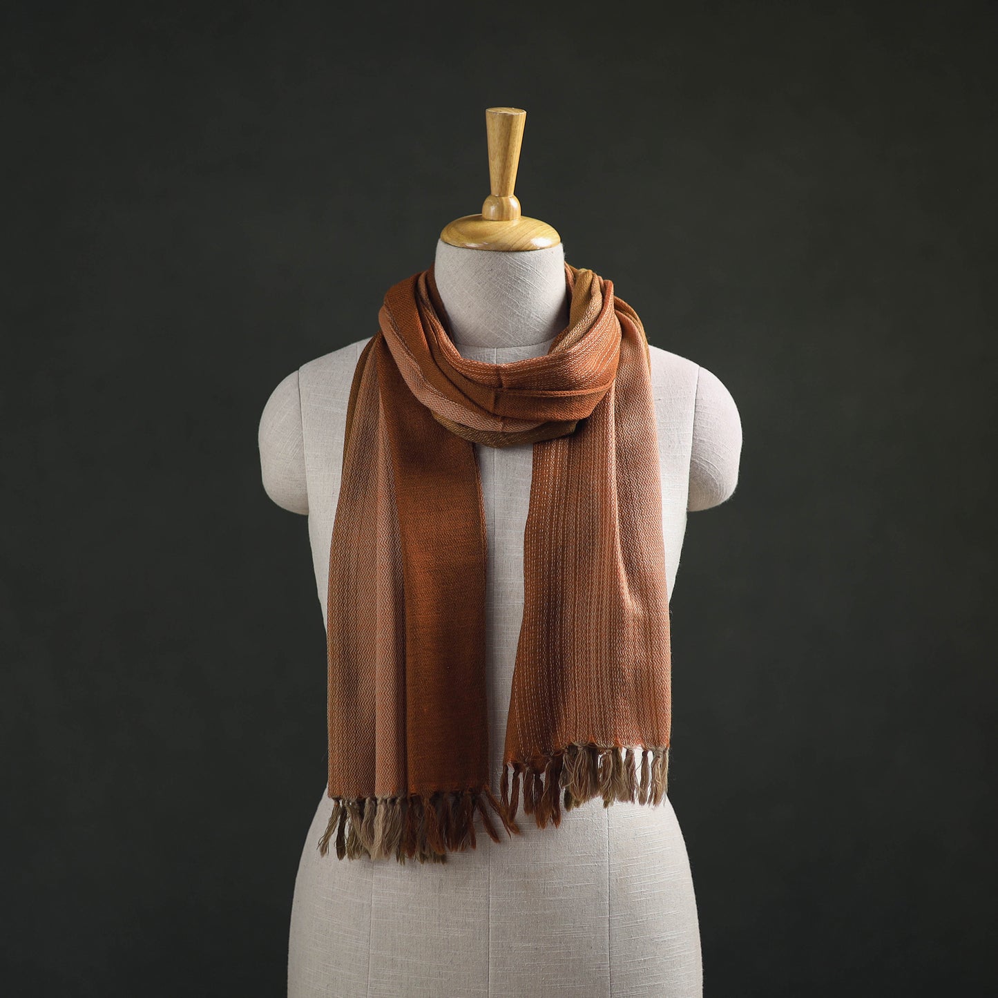 Brown - Double Shade Kumaun Handwoven Pure Merino Wool Stole 153