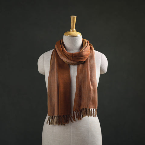 Brown - Double Shade Kumaun Handwoven Pure Merino Wool Stole 153
