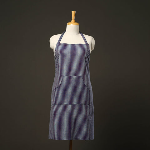 Blue Jhiri Handloom Cotton Apron with Pocket