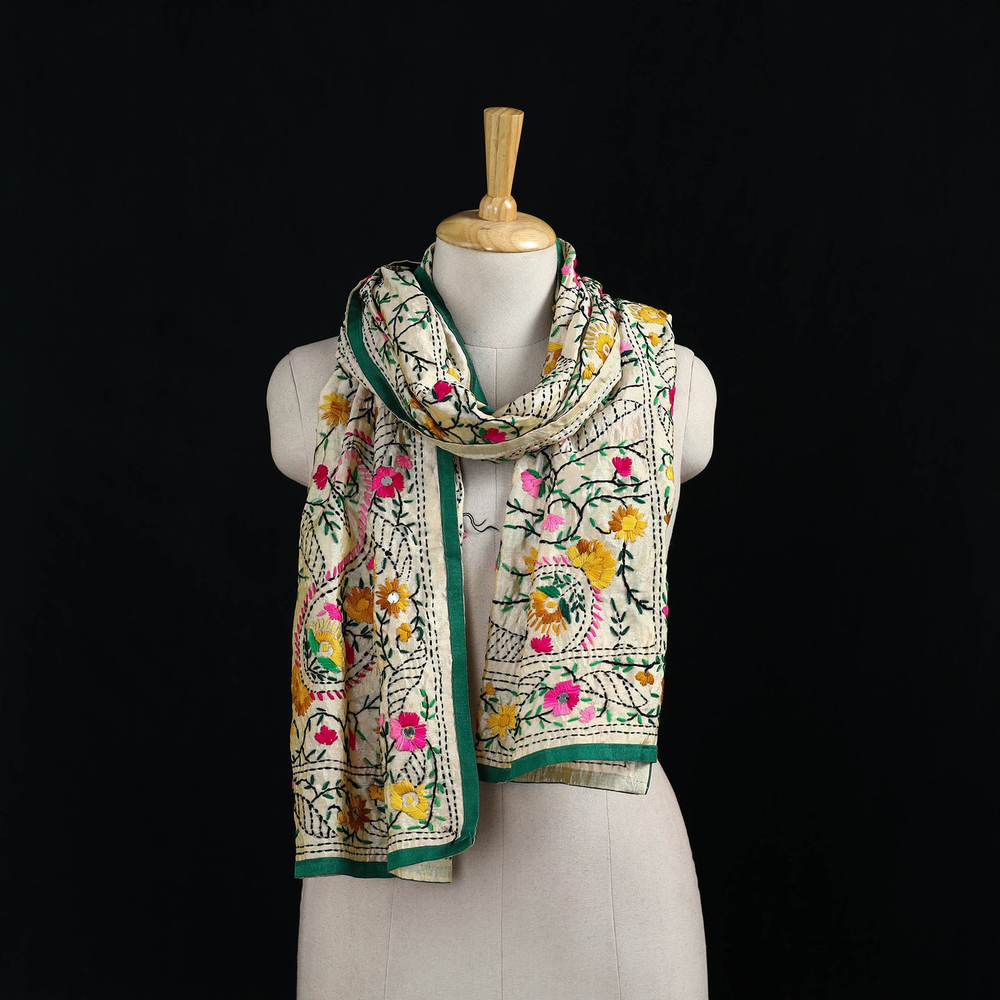Ranihati Chanderi Silk Hand Embroidered Stole 06