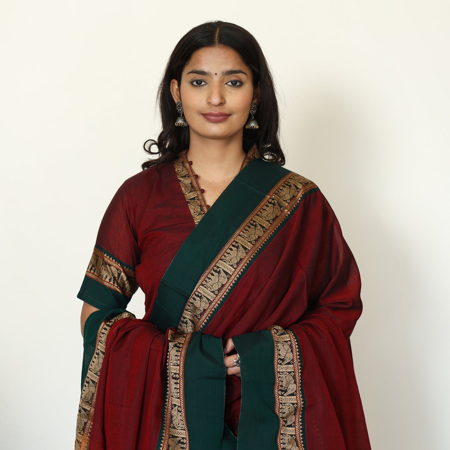 Maroon - Dharwad Cotton Kurta with Palazzo & Dupatta Set 16