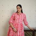 Pink - Pure Cotton Tiered Batik Print Dress 11