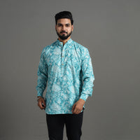 Kantha Stitch Cotton Short Sanganeri Kurta for Men 08