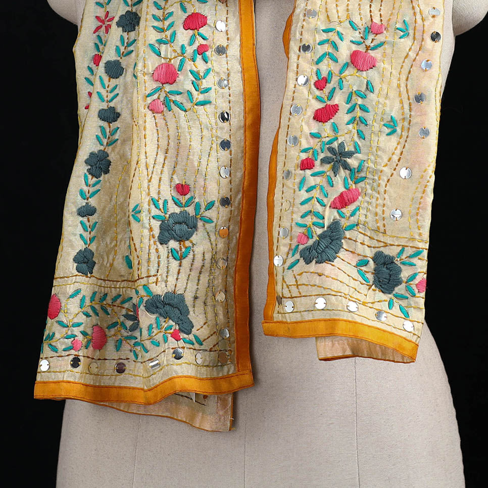 Ranihati Chanderi Silk Hand Embroidered Stole 07