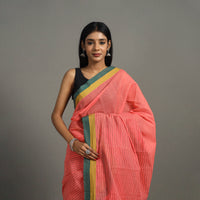 Peach - Stepwell Turned Weft Cotton Handloom Saree 16