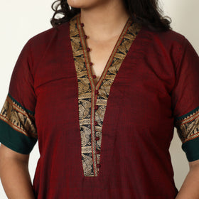 Maroon - Dharwad Cotton Kurta with Palazzo & Dupatta Set 16