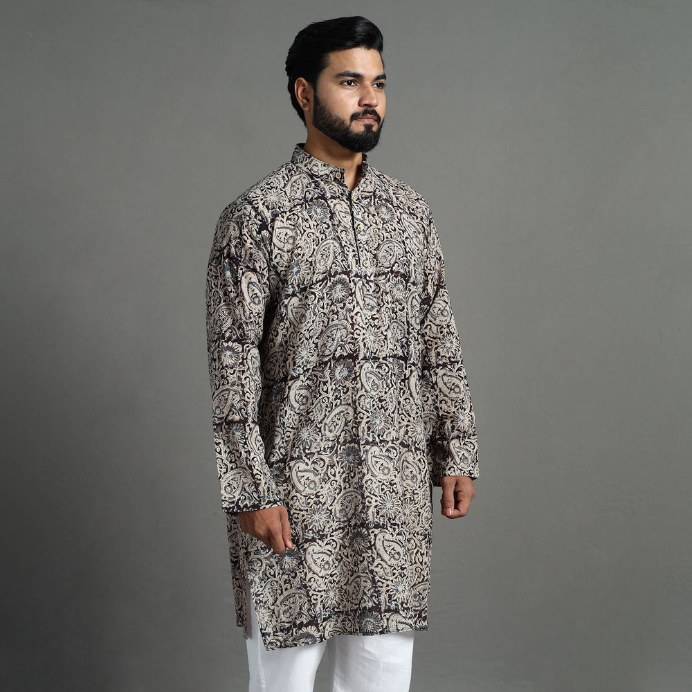 Kalamkari Block Printed Cotton Men Long Kurta 07