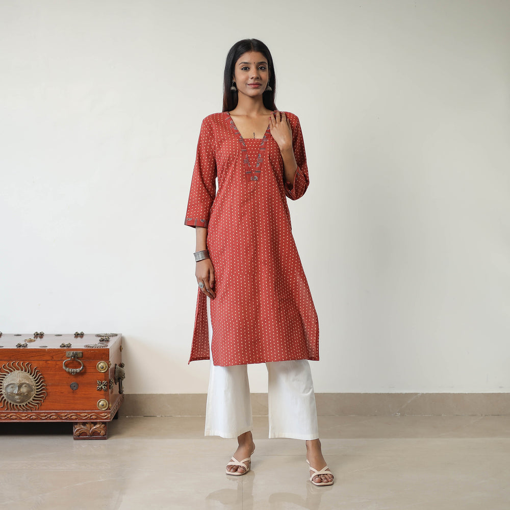 Block Printed Cotton Straight Ajrakh Kurta 34