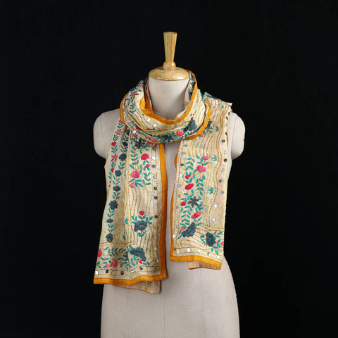 Ranihati Chanderi Silk Hand Embroidered Stole 07