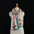 Beige - Ranihati Chanderi Silk Hand Embroidered Stole 08
