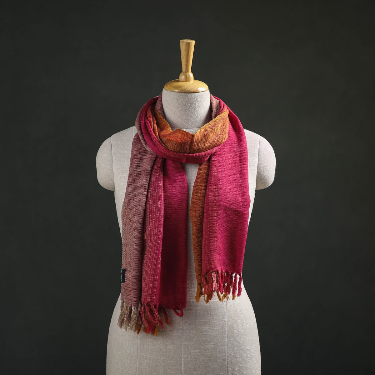 Multicolor - Double Shade Kumaun Handwoven Pure Merino Wool Stole 155