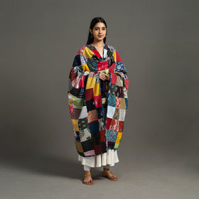 Multicolor - indigo cotton reversible patchwork dupatta 12