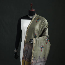 Mata Ni Pachedi Handpainted Natural Dyed Chanderi Silk Handloom Dupatta 25