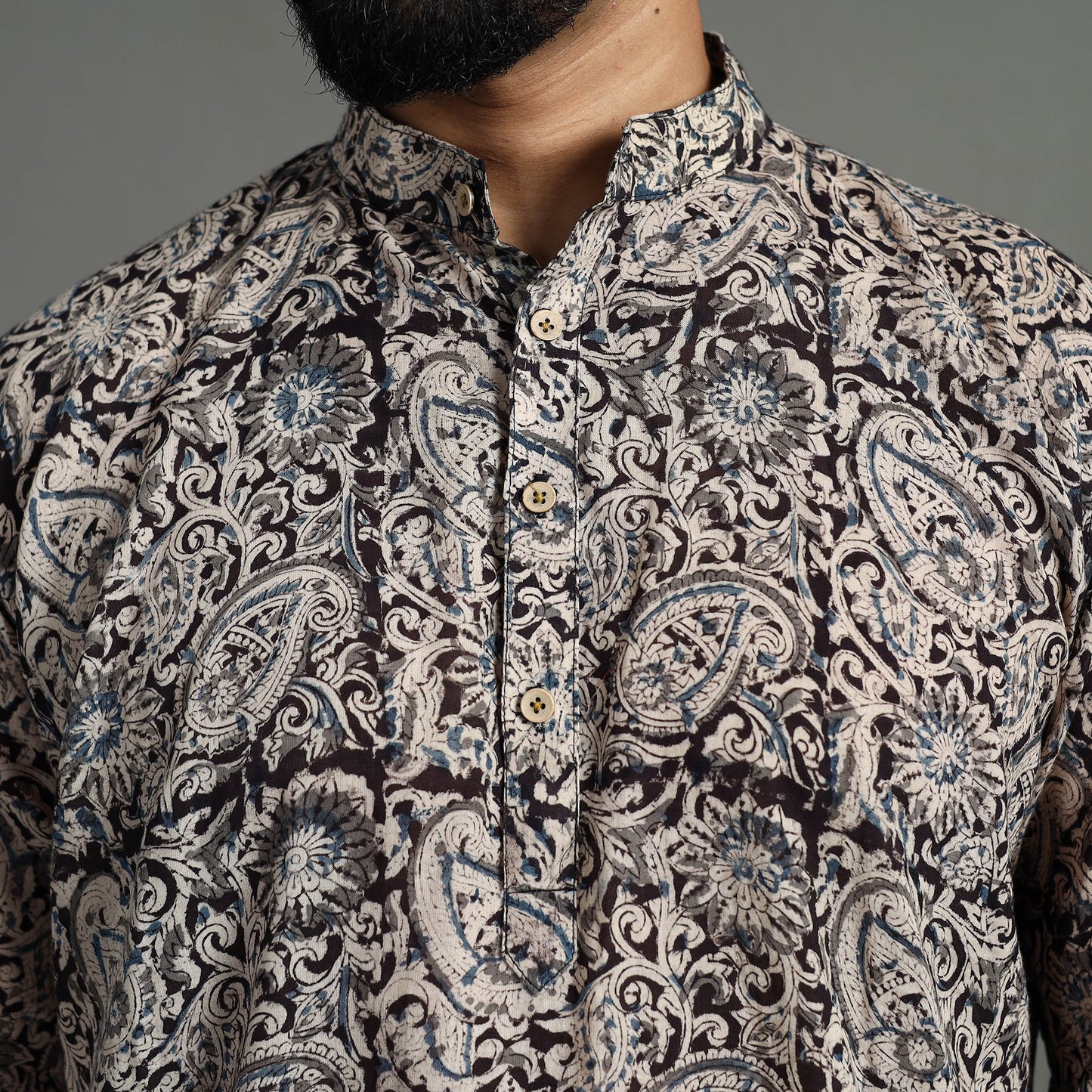 Kalamkari Block Printed Cotton Men Long Kurta 07