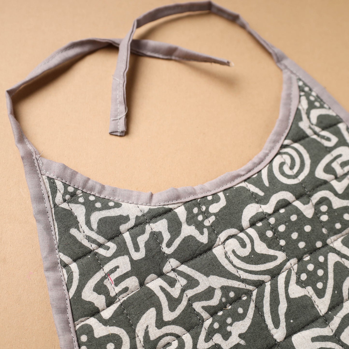 Grey Handmade Cotton Baby Bib