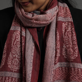 Maroon - bagh hand printed merino woollen stole 65
