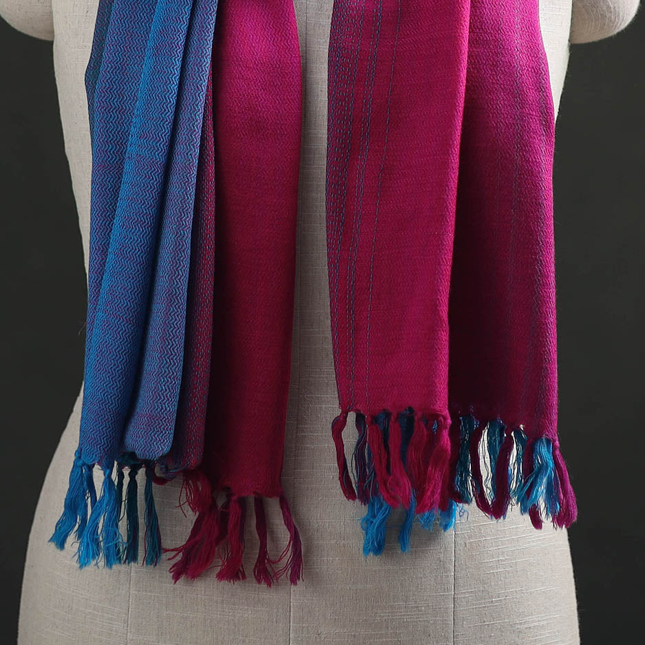 Multicolor - Double Shade Kumaun Handwoven Pure Merino Wool Stole 156