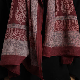 Maroon - bagh hand printed merino woollen stole 65