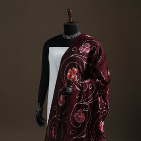Maroon - hand batik print cotton dupatta 48 - handcrafted