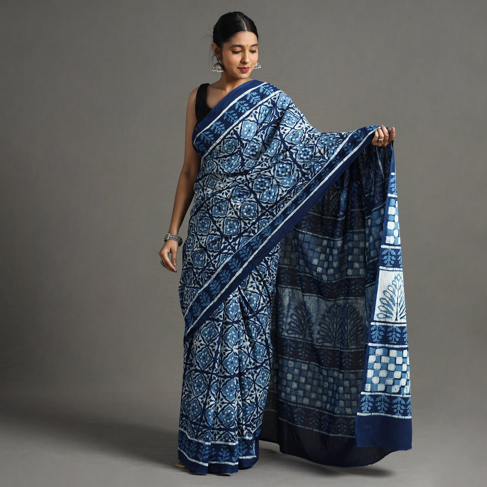 block printed saree