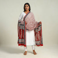 Maroon - Hand Block Print Cotton Bagh Dupatta 27