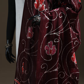 Maroon - hand batik print cotton dupatta 48 - handcrafted