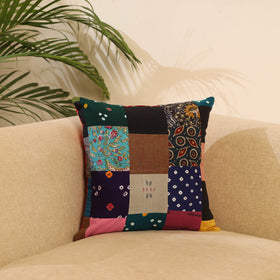 Buy Multicolor Handcrafted Cotton Patchwork Cushion Cover