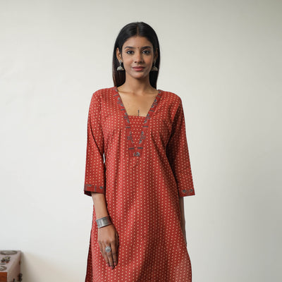 Block Printed Cotton Straight Ajrakh Kurta 34