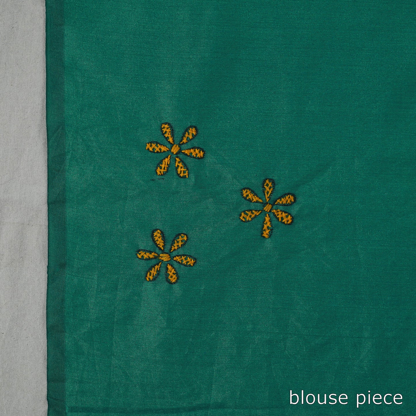 Green - Handcrafted Bengal Nakshi Kantha Work Silk Saree 13