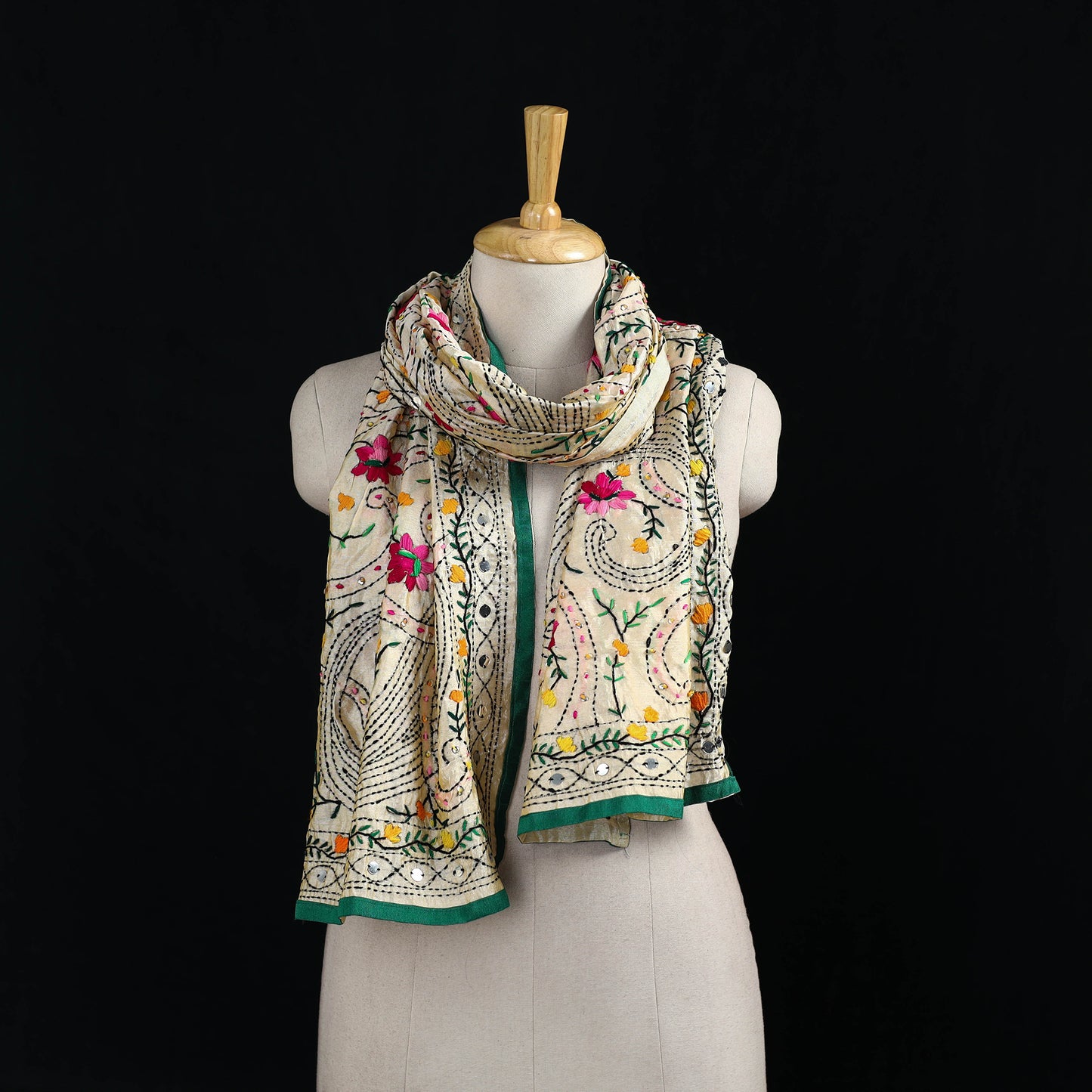 Ranihati Chanderi Silk Hand Embroidered Stole 11