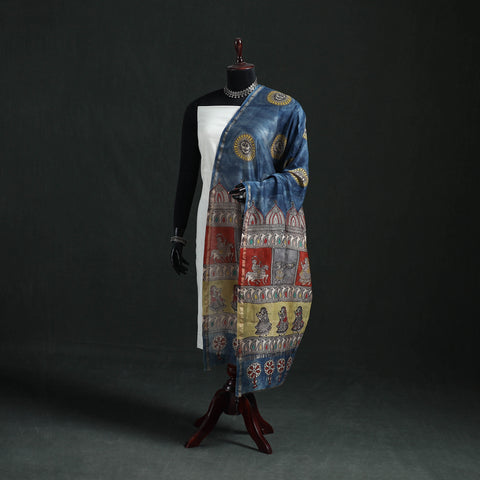 Multicolor - Mata Ni Pachedi Handpainted Natural Dyed Chanderi Silk Handloom Dupatta 26