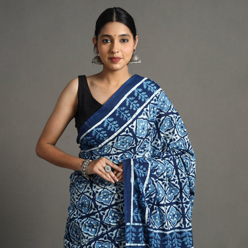 block printed saree