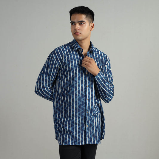 Indigo Block Printed Shirt