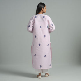  Chikankari Hand Embroidered Cotton Long Kurta for Women