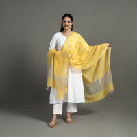 Yellow - Handloom Silk Cotton Zari Work Maheshwari Dupatta 08