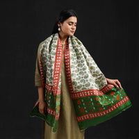 Green - Handloom Tussar Silk Bengal Kantha Work Stole 44