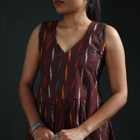 Pochampally Ikat Cotton Sleeveless Flared Long Dress for Women 16