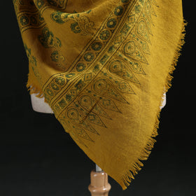 Ajrakh Hand Block Print Natural Dyed Handwoven Acrylic Wool Shawl 31