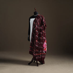 Maroon - hand batik print cotton dupatta 47 - handcrafted