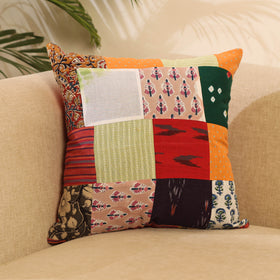 Buy Multicolor Handcrafted Cotton Patchwork Cushion Cover