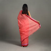 Pink - Turned Weft Circuit Cotton Handloom Saree 17