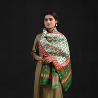 Green - Handloom Tussar Silk Bengal Kantha Work Stole 44