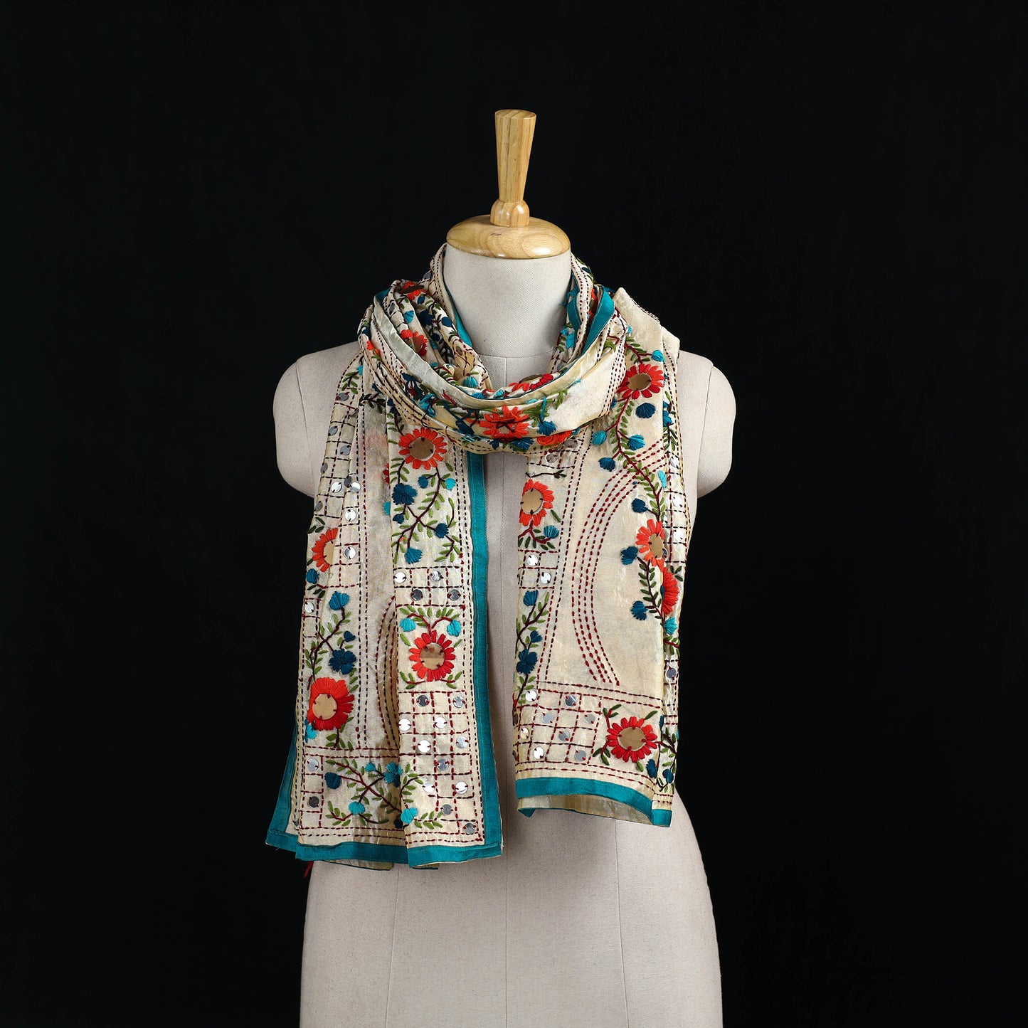 Ranihati Chanderi Silk Hand Embroidered Stole 13