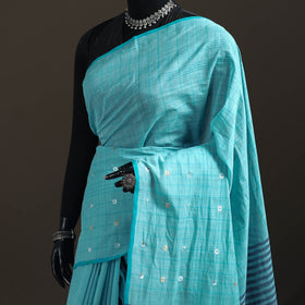 Godavari Jamdani Zari Buti Pure Handloom Cotton Saree 17