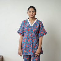 Blue - Block Printed Cotton Sanganeri Co-Ord Set 04