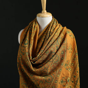 Ajrakh Hand Block Print Natural Dyed Handwoven Acrylic Wool Shawl 32