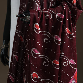 Maroon - hand batik print cotton dupatta 47 - handcrafted